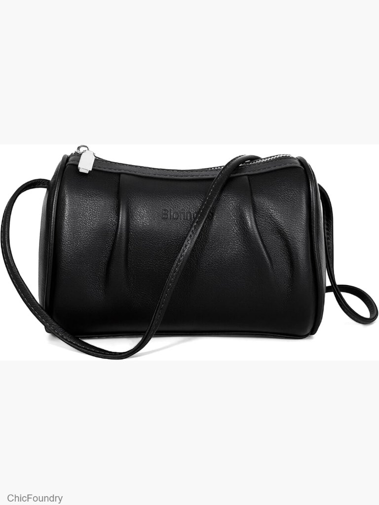 Genuine Leather Small Crossbody Barrel Hobo Purse Lightweight Bag